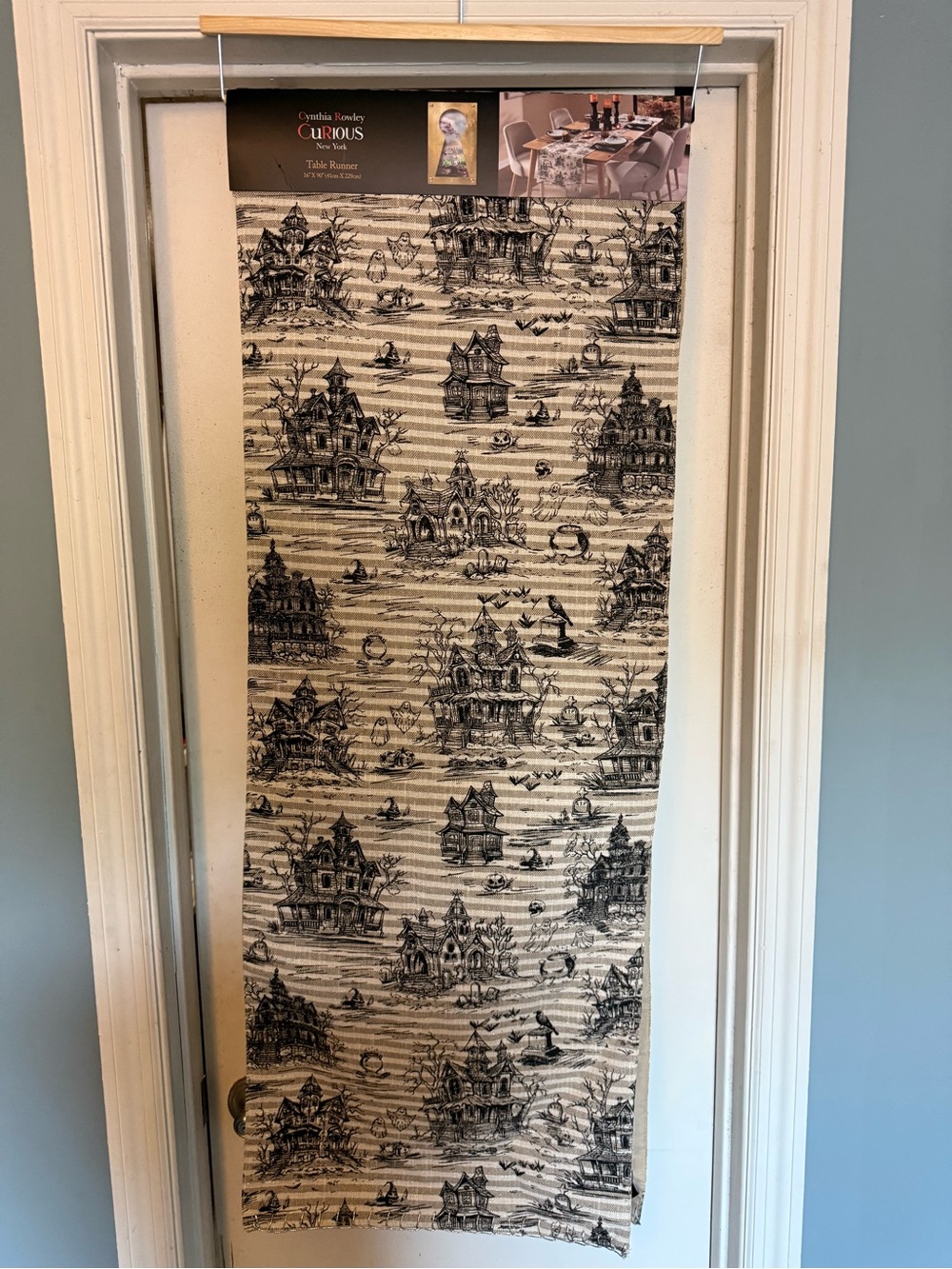 Cynthia Rowley Black and Cream Haunted House table runner